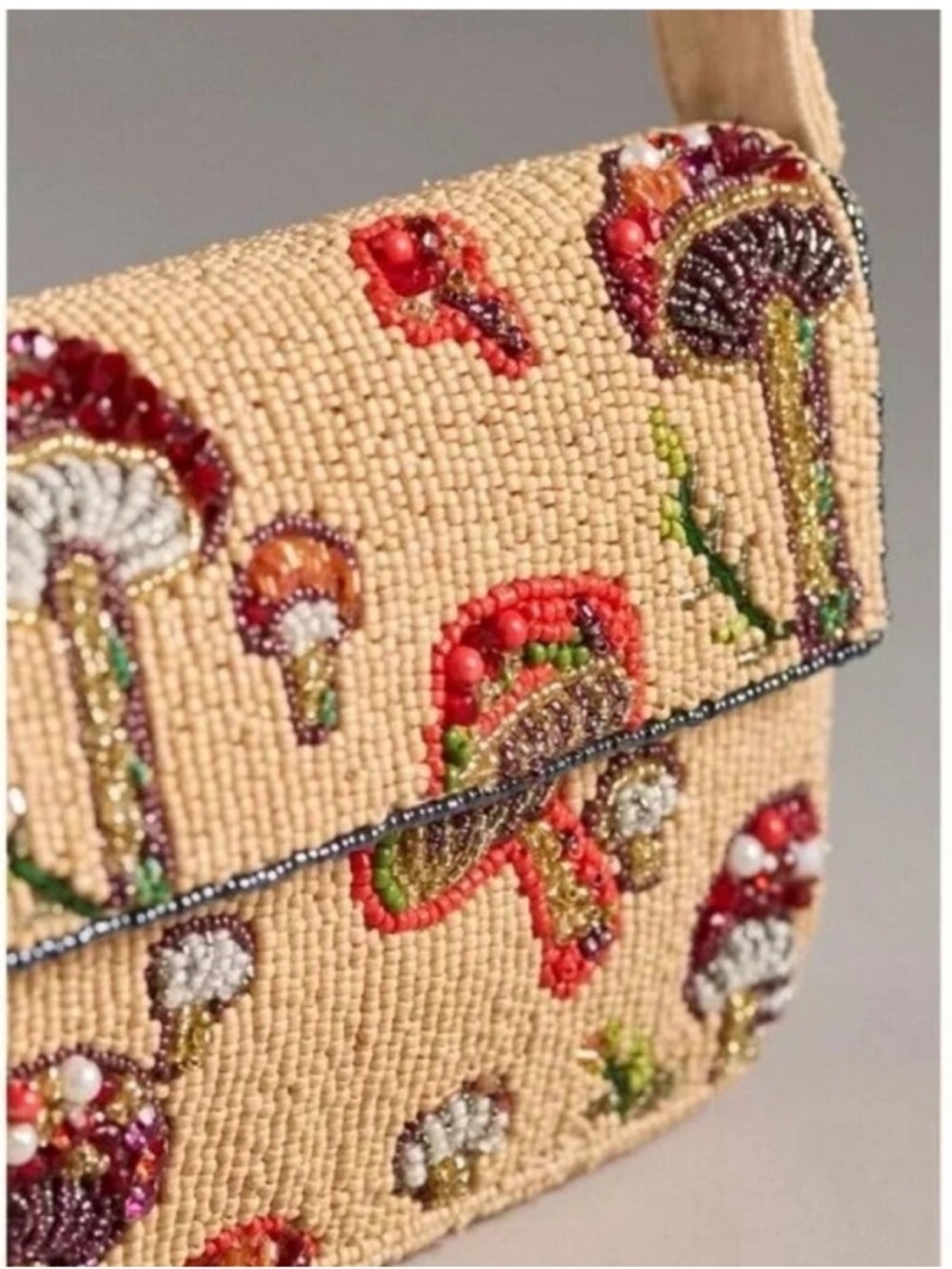 Anthropologie Fiona Mushroom Bag Purse New Condition Beaded - Picture 2 of 6
